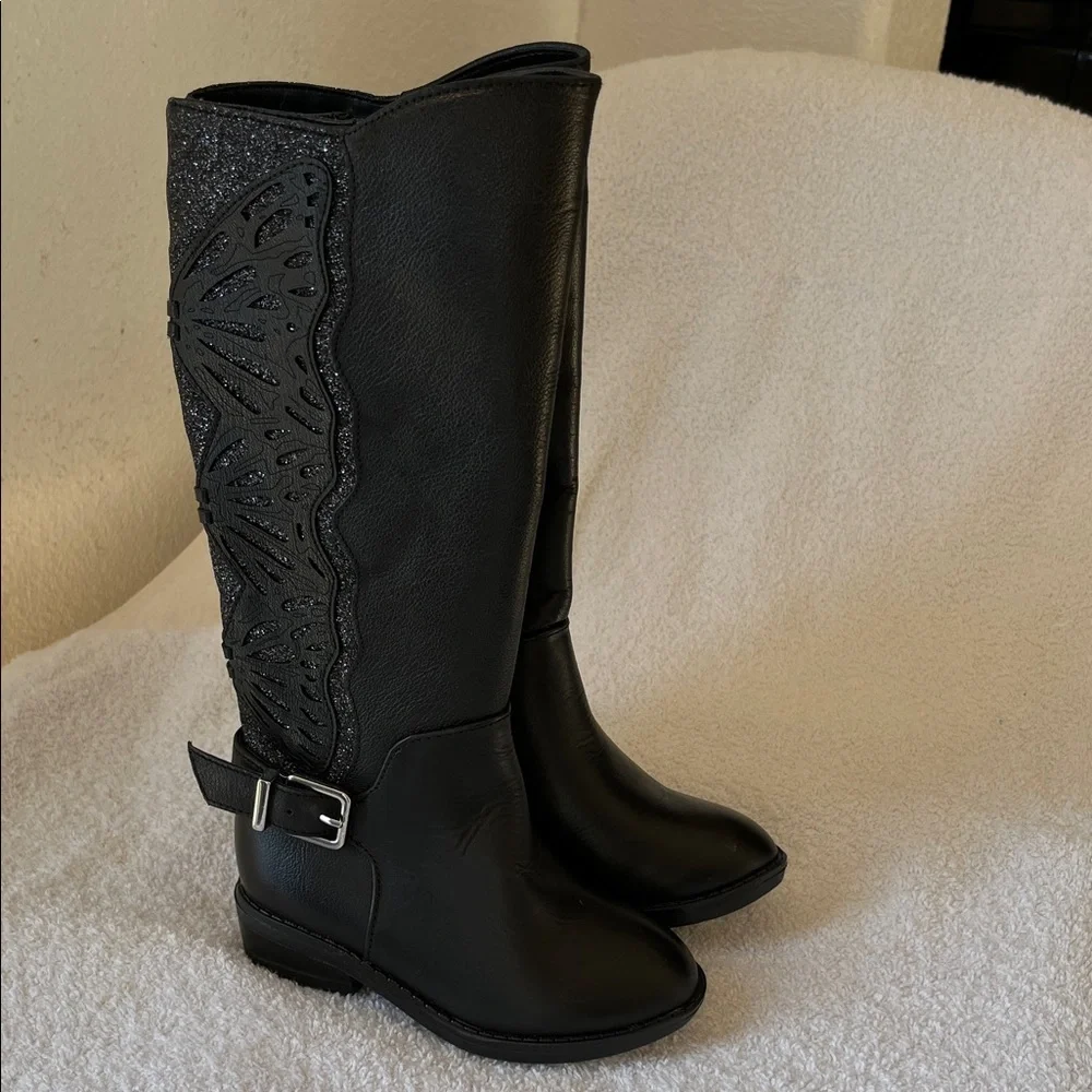 Copper Key Elegant Black Over the Knee Boots